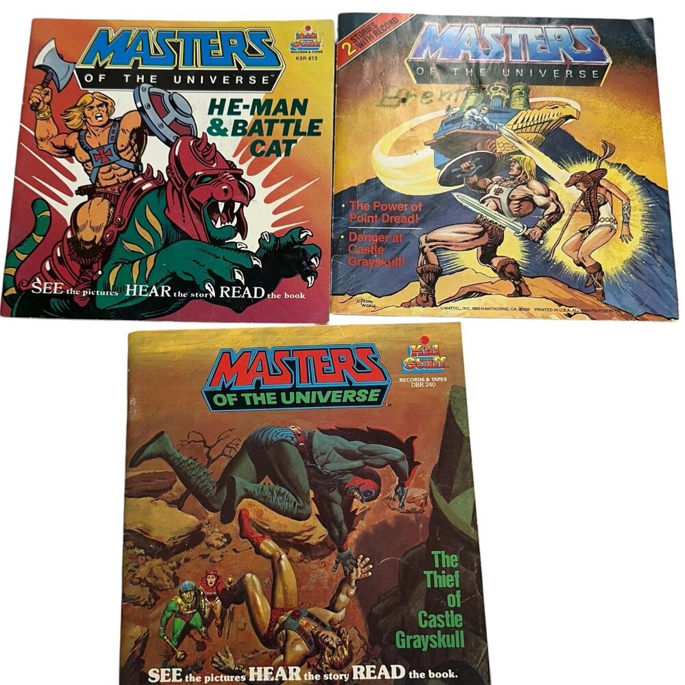 Vintage Masters of The Universe Read Along Books Records He-Man Battle Cat 80s